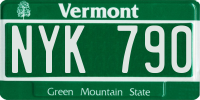 VT license plate NYK790