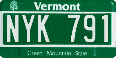 VT license plate NYK791