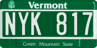VT license plate NYK817