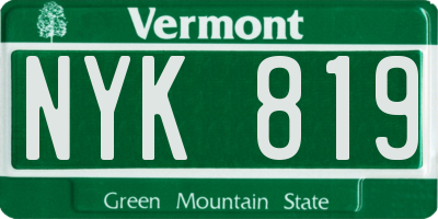 VT license plate NYK819