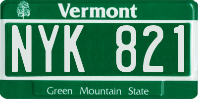 VT license plate NYK821