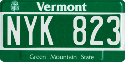 VT license plate NYK823