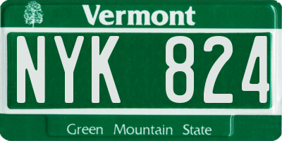 VT license plate NYK824