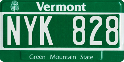 VT license plate NYK828