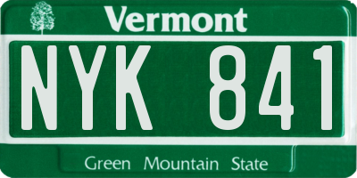 VT license plate NYK841