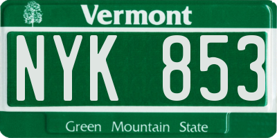 VT license plate NYK853