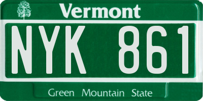 VT license plate NYK861