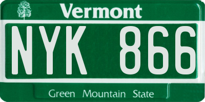 VT license plate NYK866