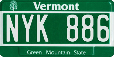 VT license plate NYK886