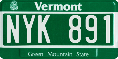 VT license plate NYK891