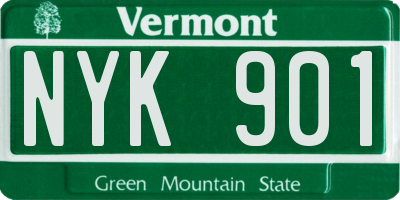 VT license plate NYK901