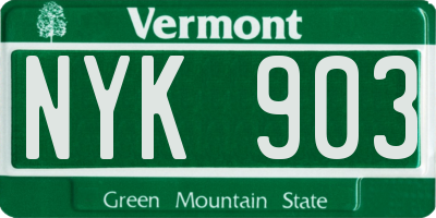 VT license plate NYK903