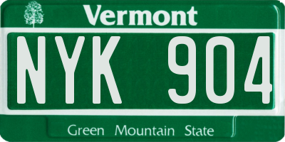 VT license plate NYK904