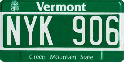 VT license plate NYK906