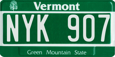 VT license plate NYK907