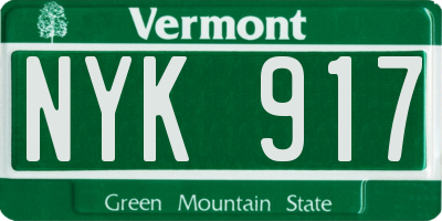VT license plate NYK917
