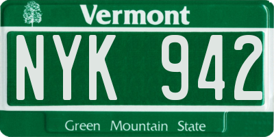 VT license plate NYK942