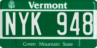 VT license plate NYK948