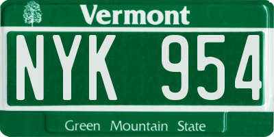 VT license plate NYK954