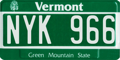 VT license plate NYK966