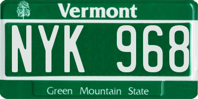 VT license plate NYK968