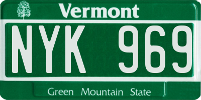 VT license plate NYK969