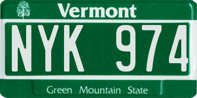 VT license plate NYK974