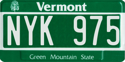 VT license plate NYK975