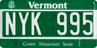 VT license plate NYK995