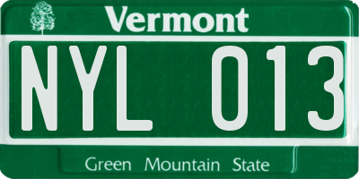 VT license plate NYL013