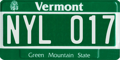 VT license plate NYL017