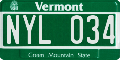VT license plate NYL034