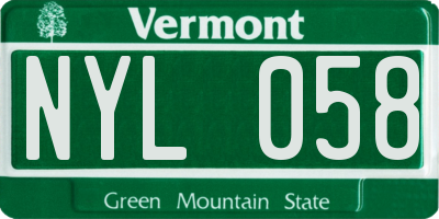 VT license plate NYL058