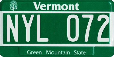 VT license plate NYL072
