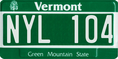 VT license plate NYL104