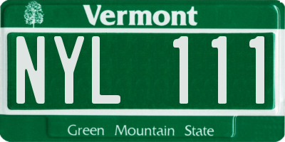 VT license plate NYL111