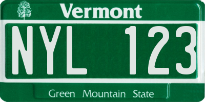 VT license plate NYL123