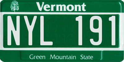 VT license plate NYL191
