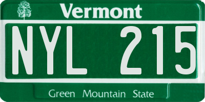 VT license plate NYL215