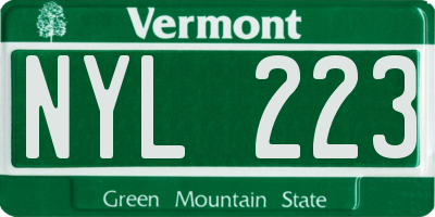 VT license plate NYL223