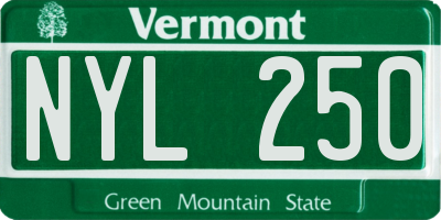 VT license plate NYL250