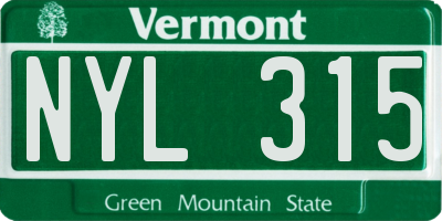 VT license plate NYL315