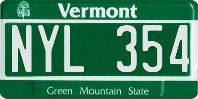 VT license plate NYL354
