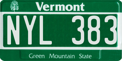 VT license plate NYL383