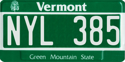 VT license plate NYL385