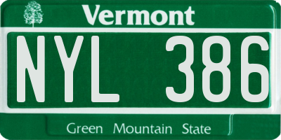 VT license plate NYL386
