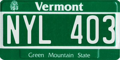 VT license plate NYL403