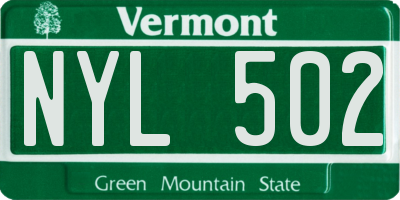 VT license plate NYL502