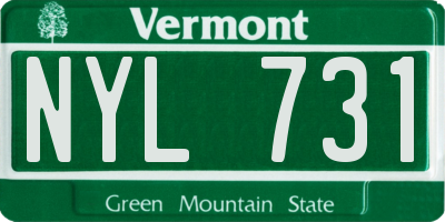 VT license plate NYL731
