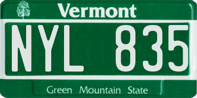 VT license plate NYL835